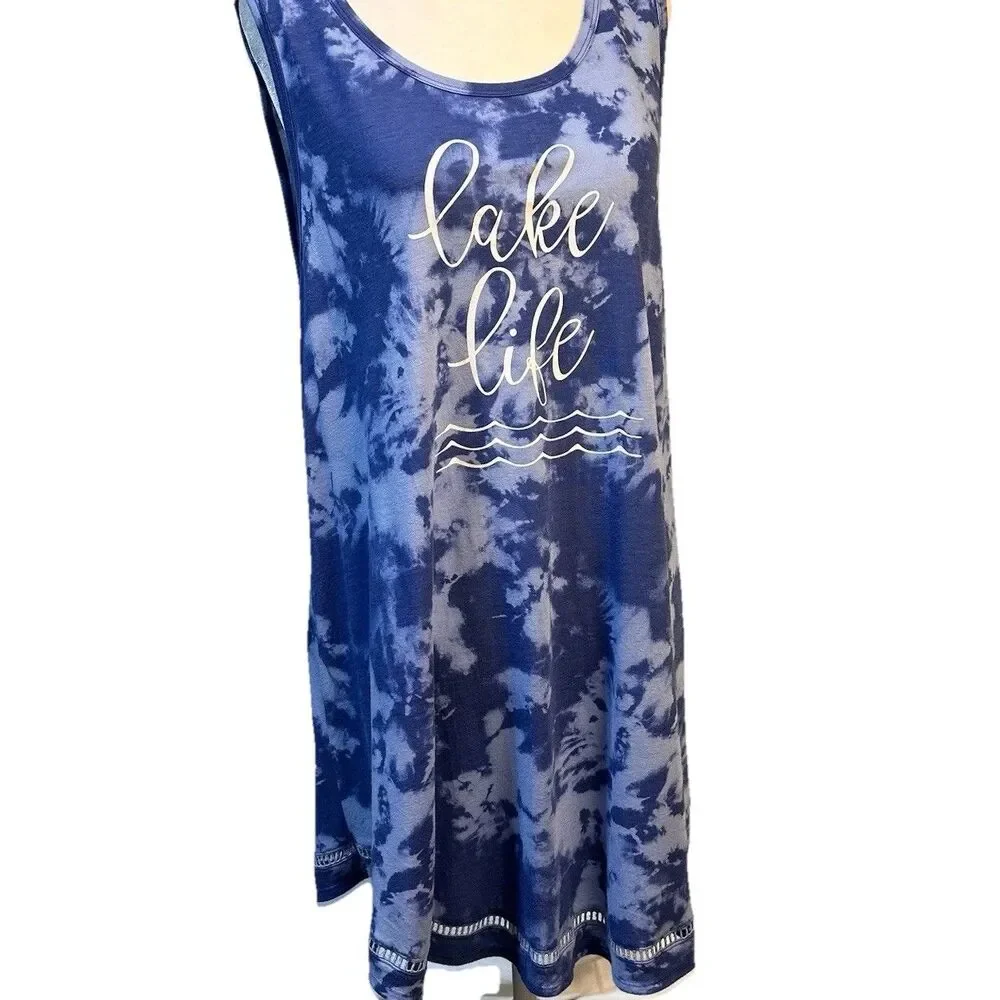 Wave Zone Tie Dye Lake Life Cover Up Size L - Picture 1 of 8